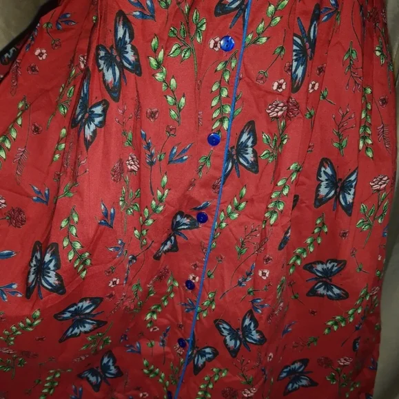 Raspberry Red Butterfly Button Front Midi Dress Joe Browns UK 14 Short Sleeve. - Picture 3 of 11